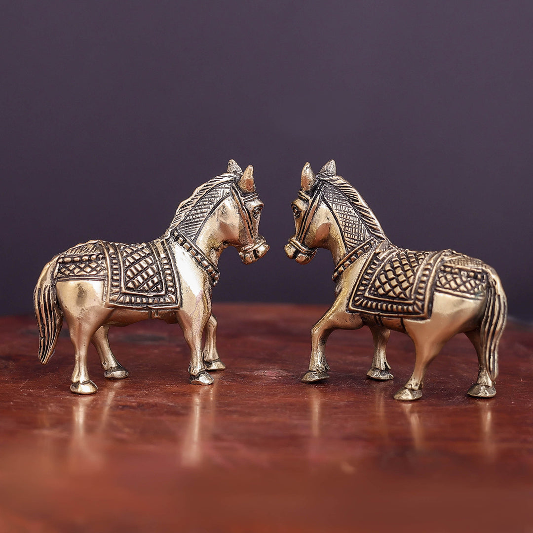 Brass Superfine Horse Pair Miniature Showpieces 2 Inch