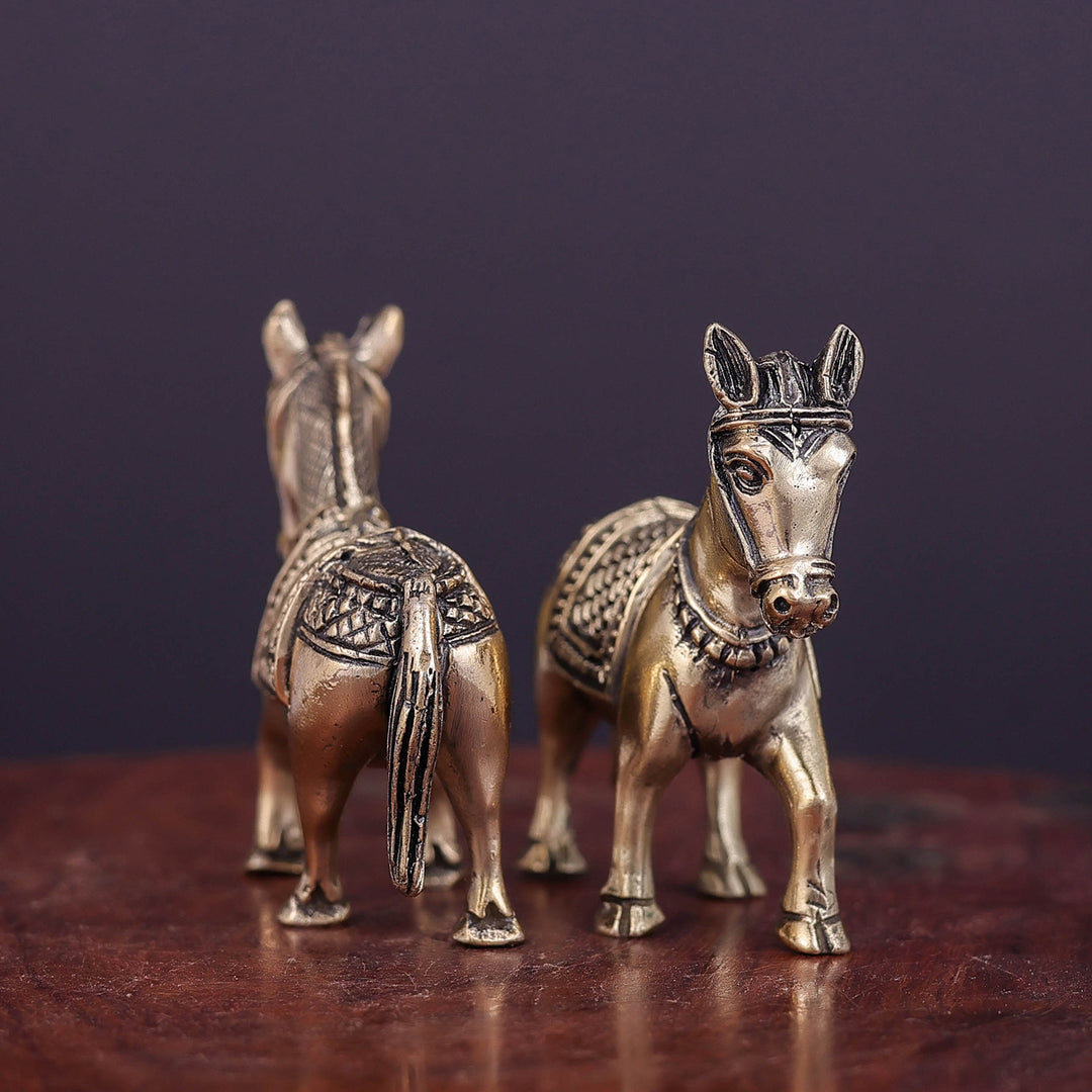Brass Superfine Horse Pair Miniature Showpieces 2 Inch