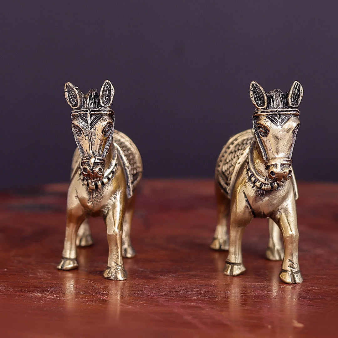 Brass Superfine Horse Pair Miniature Showpieces 2 Inch
