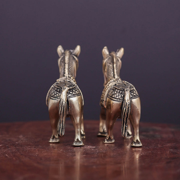 Brass Superfine Horse Pair Miniature Showpieces 2 Inch