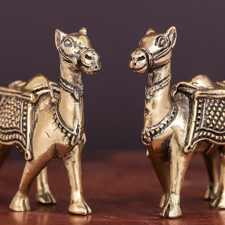 Brass Superfine Camel Pair Miniature Showpieces 2.2 Inch