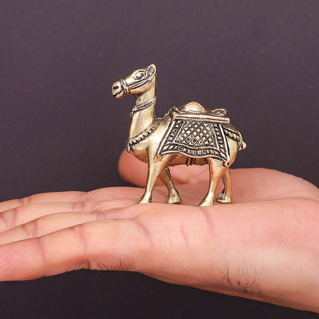 Brass Superfine Camel Pair Miniature Showpieces 2.2 Inch