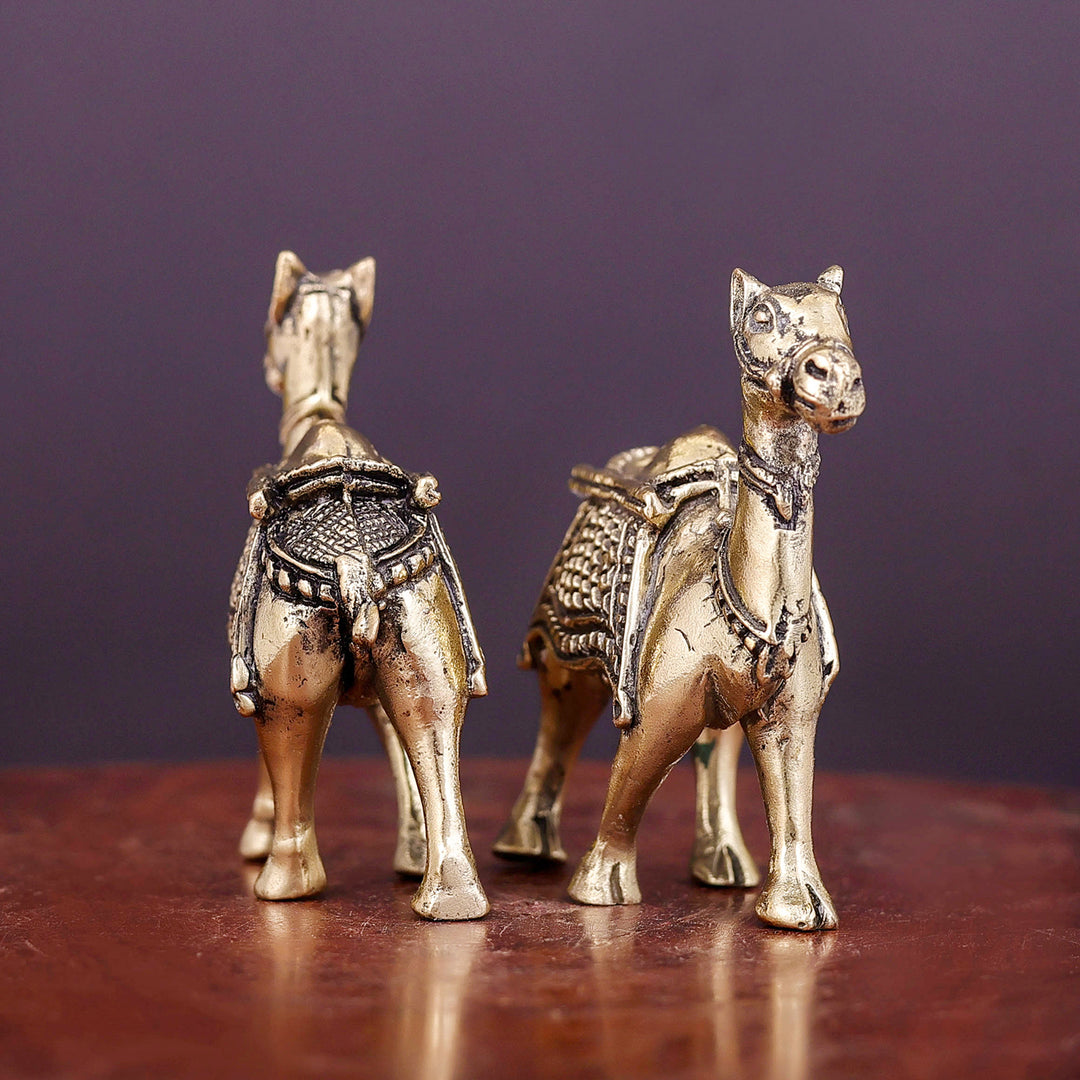 Brass Superfine Camel Pair Miniature Showpieces 2.2 Inch