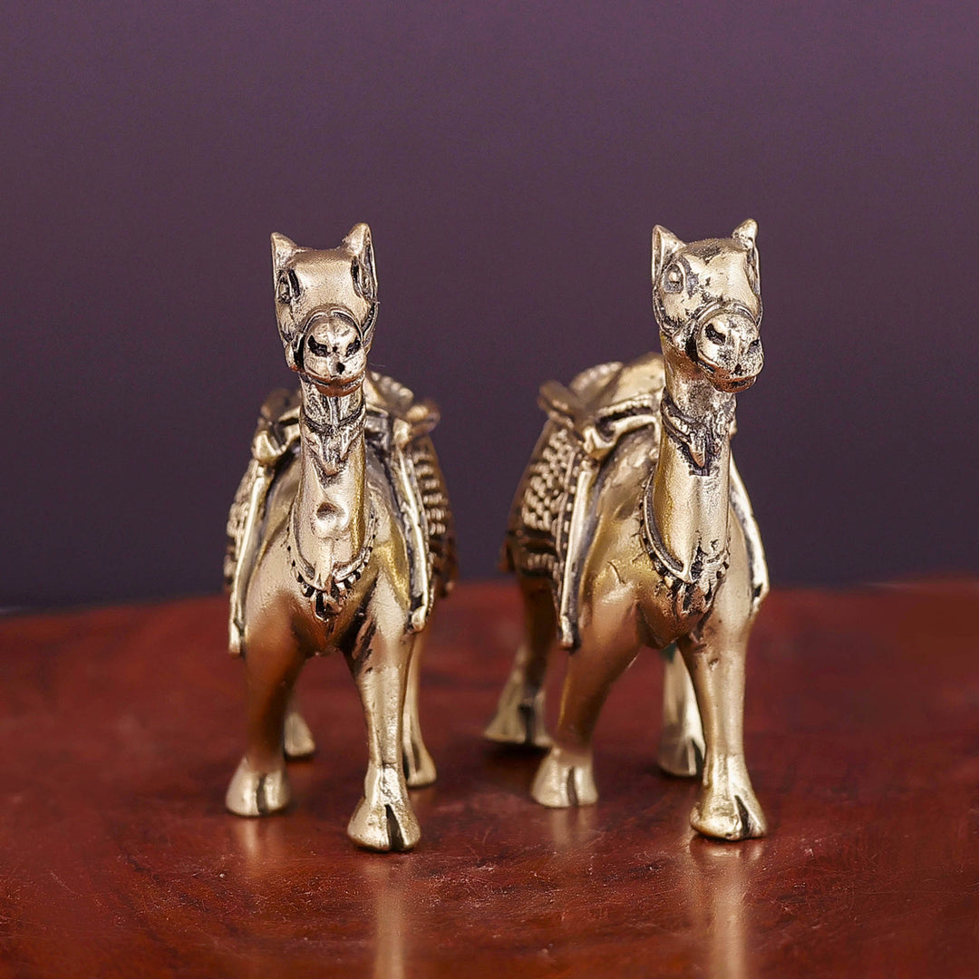 Brass Superfine Camel Pair Miniature Showpieces 2.2 Inch