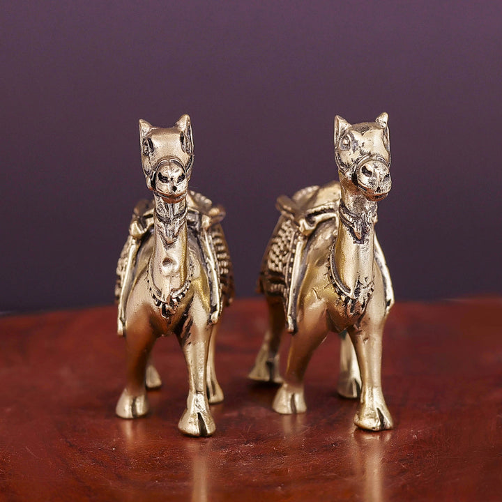 Brass Superfine Camel Pair Miniature Showpieces 2.2 Inch