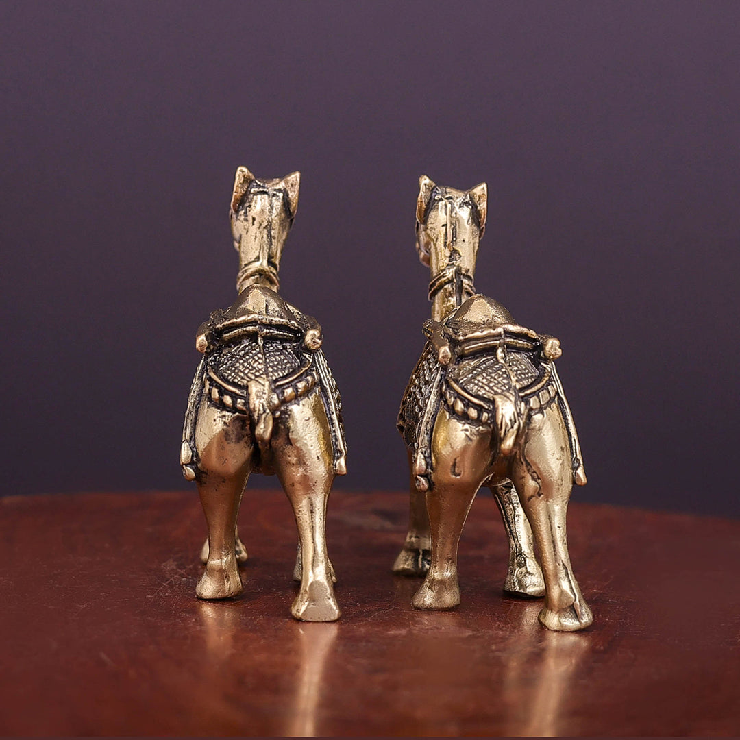 Brass Superfine Camel Pair Miniature Showpieces 2.2 Inch