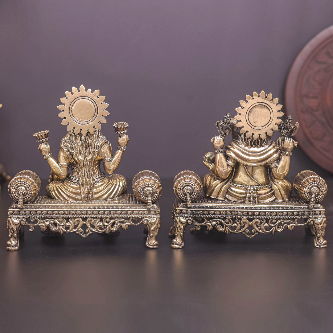 Brass Superfine Ganesha Lakshmi Idol 6 Inch