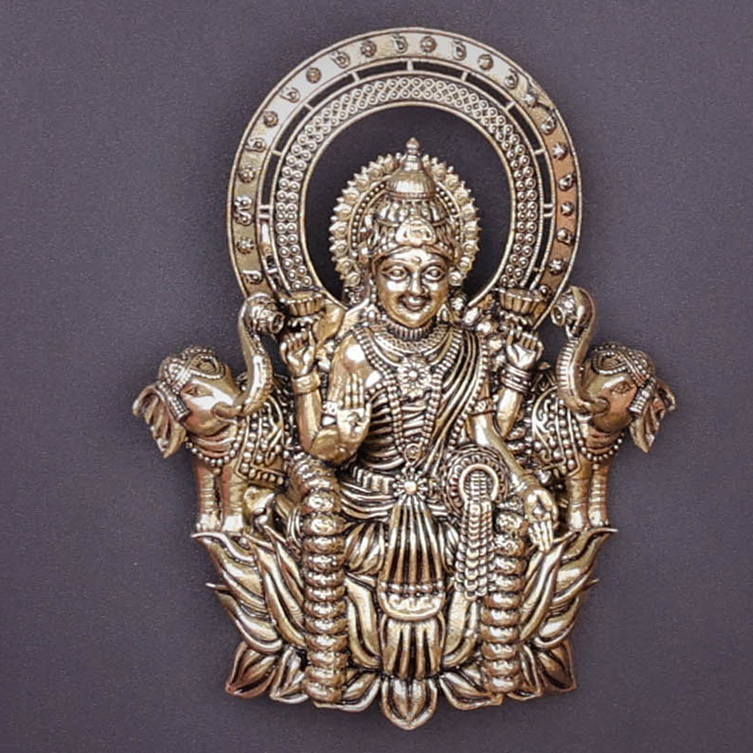 Brass Superfine Goddess Gajalakshmi Idol Wall Hanging 4 Inch