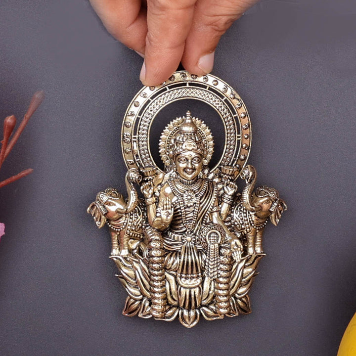 Brass Superfine Goddess Gajalakshmi Idol Wall Hanging 4 Inch