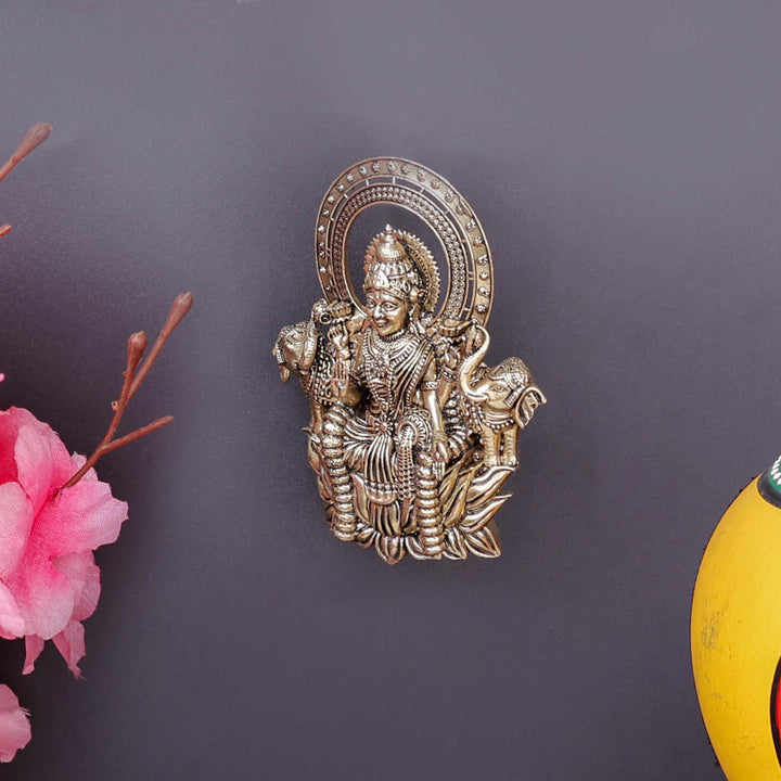 Brass Superfine Goddess Gajalakshmi Idol Wall Hanging 4 Inch