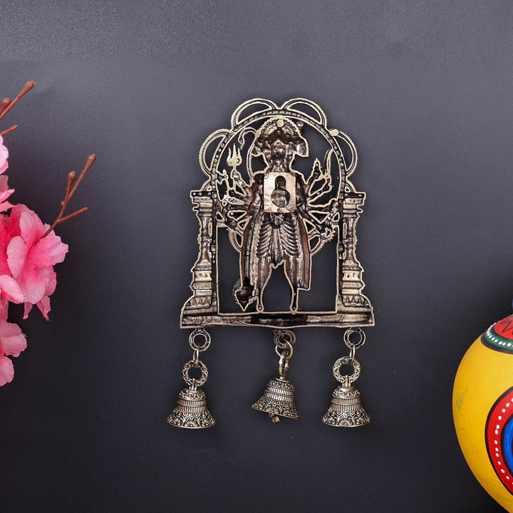 Brass Superfine Standing Panchamukhi Hanuman Wall Hanging with Bells 7 Inch