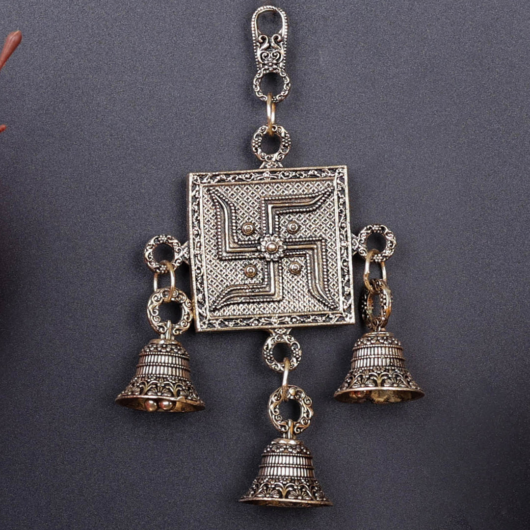 Brass Superfine Swastik Wall Hanging For Home Decor 6 Inch