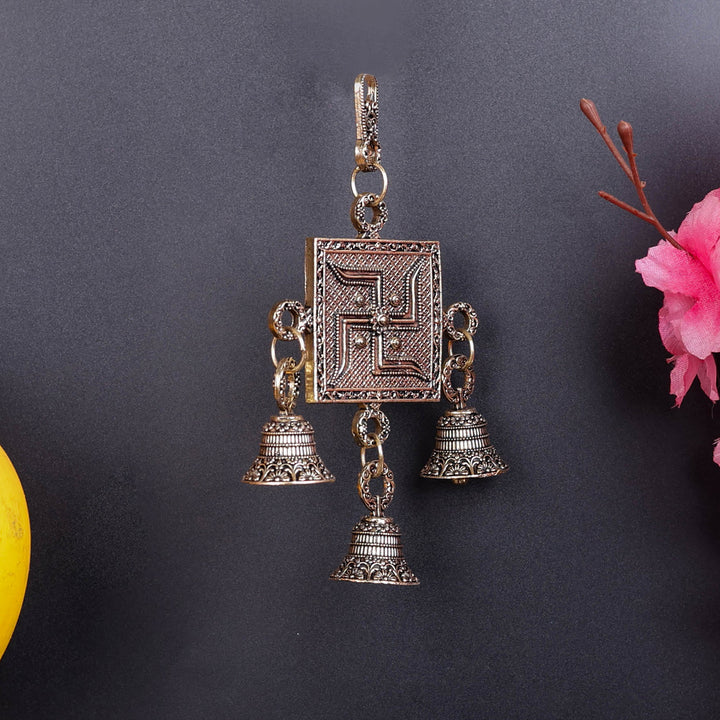 Brass Superfine Swastik Wall Hanging For Home Decor 6 Inch