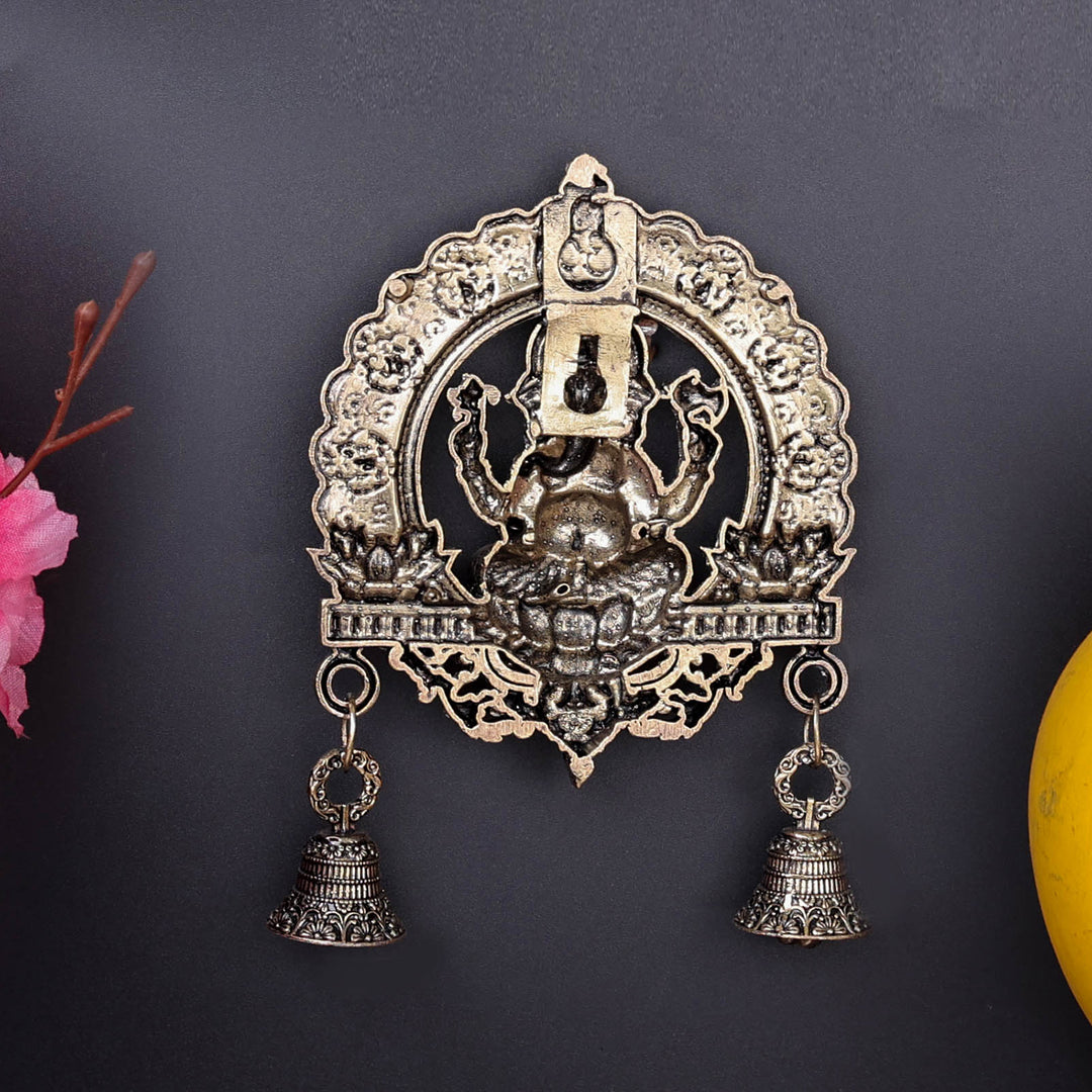 Brass Superfine Ganesha Wall Hanging With Bells 6 Inch