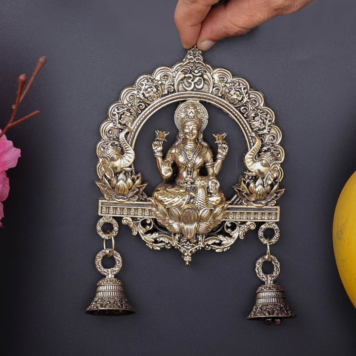 Brass Superfine Goddess Lakshmi Idol Wall Hanging With Bells 6 Inch