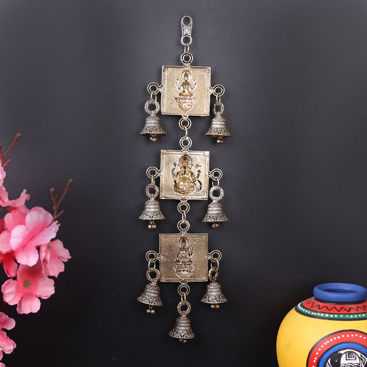 Brass Superfine Ganesha Lakshmi Saraswati Wall Hanging 13 Inch