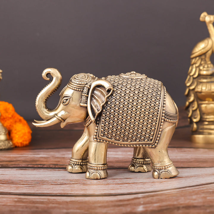 Brass Superfine Elephant Miniature Showpieces 3.5 Inch