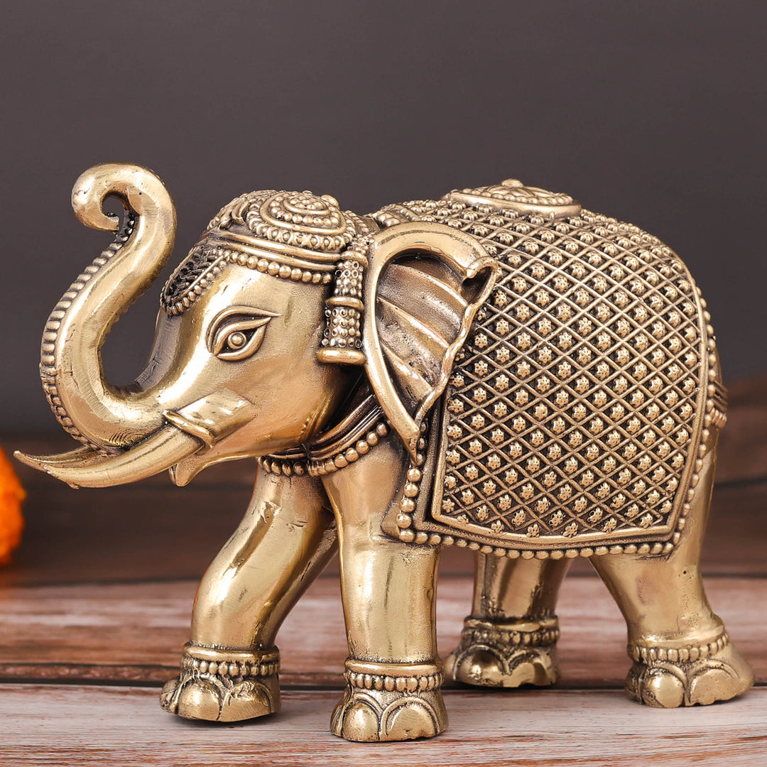 Brass Superfine Elephant Miniature Showpieces 3.5 Inch