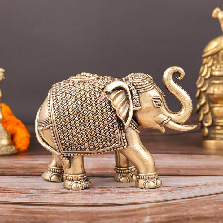Brass Superfine Elephant Miniature Showpieces 3.5 Inch