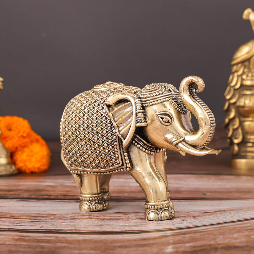Brass Superfine Elephant Miniature Showpieces 3.5 Inch