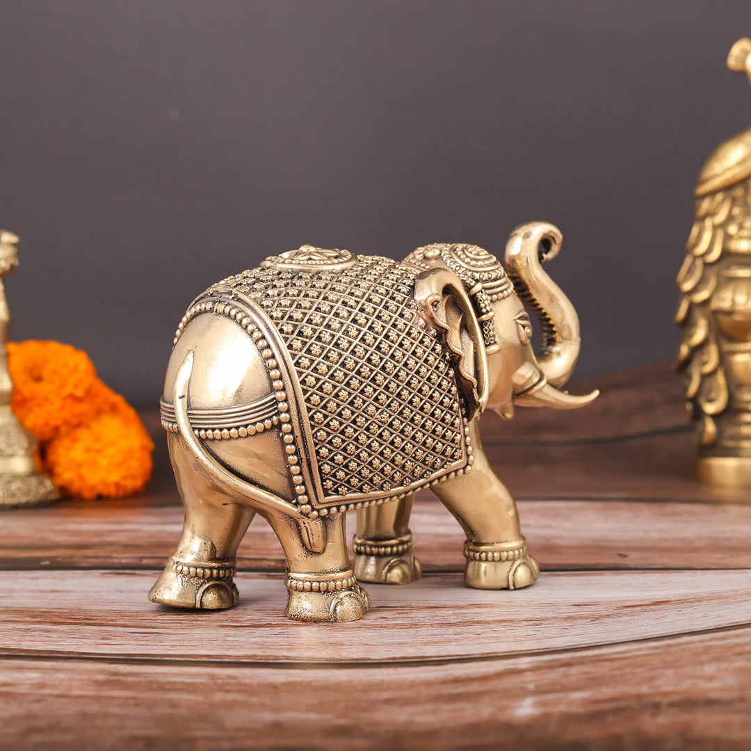 Brass Superfine Elephant Miniature Showpieces 3.5 Inch