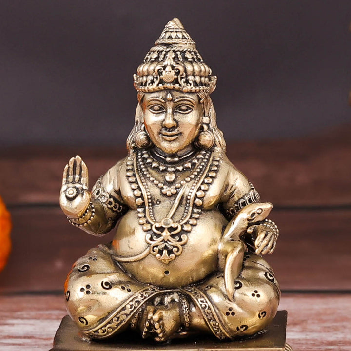Brass Superfine Blessing Lord Kubera Idol 3 Inch