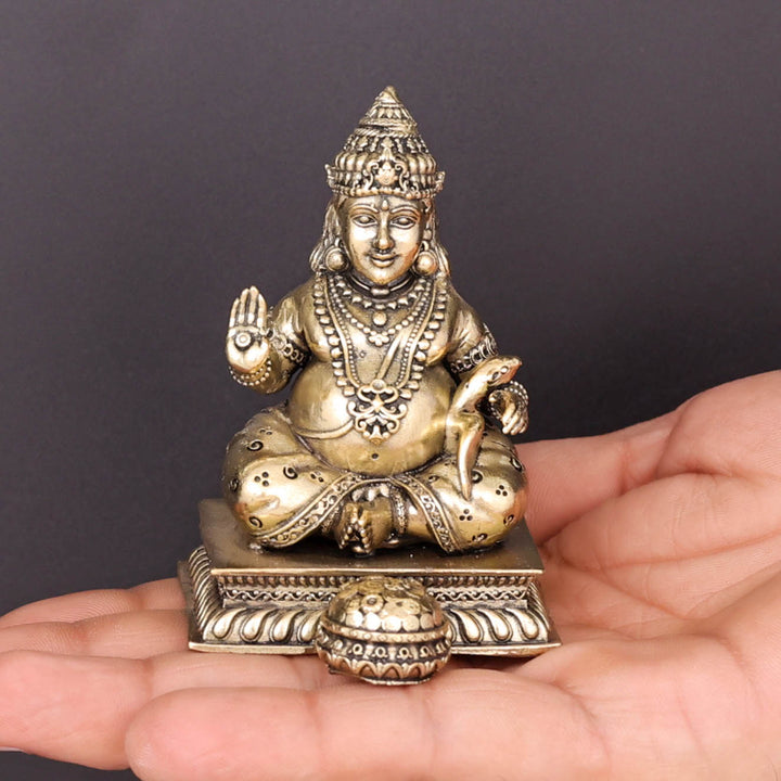 Brass Superfine Blessing Lord Kubera Idol 3 Inch
