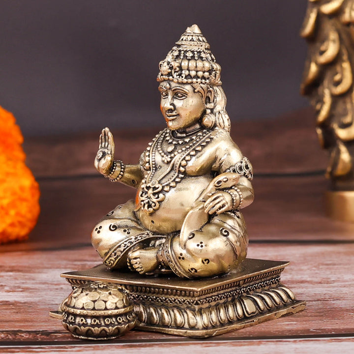 Brass Superfine Blessing Lord Kubera Idol 3 Inch