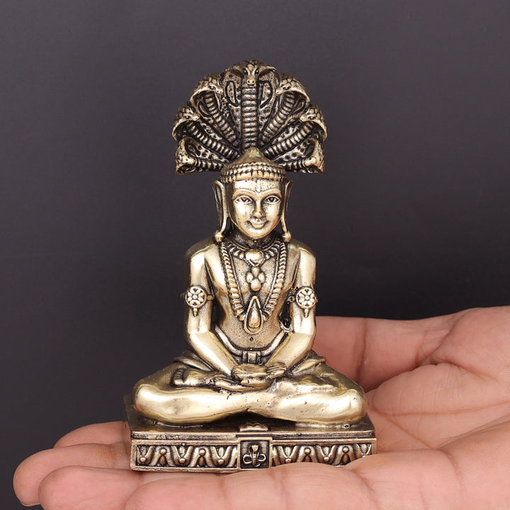 Brass Superfine Jain God Parshwanath Statue With Serpent 4 Inch