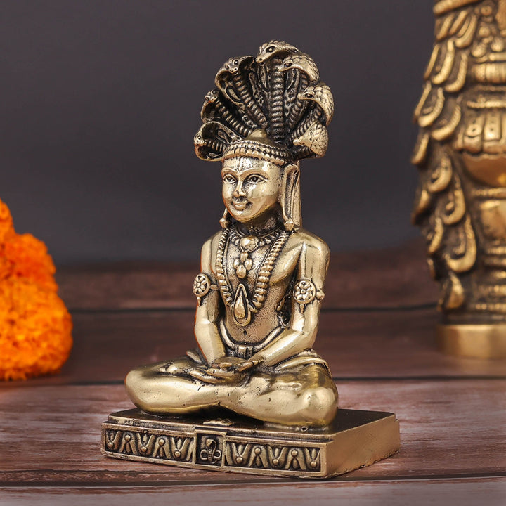 Brass Superfine Jain God Parshwanath Statue With Serpent 4 Inch