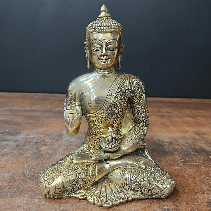 Brass Blessing Buddha Statue 8 Inch 463282