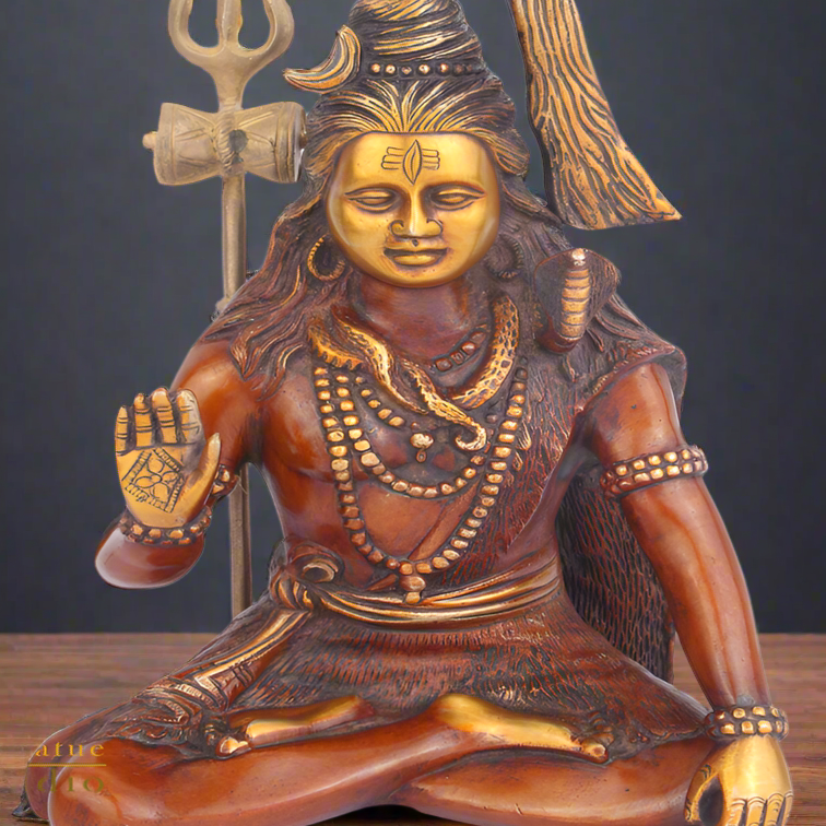 Brass Blessing Lord Shiva Idol Figurine 1 Feet 392700