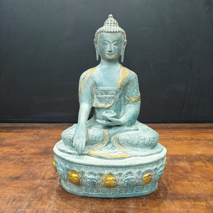 Brass Buddha Statue Bhumisparsha Mudra Antique Patina Finish 22 Inch 463625