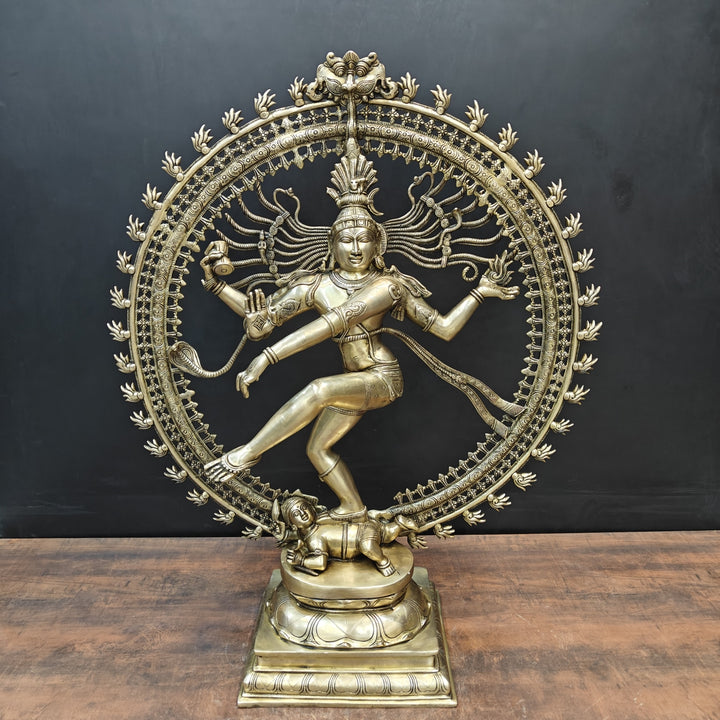 Brass Dancing Shiva as Nataraja Statue Antique Finish 3 Feet 463528