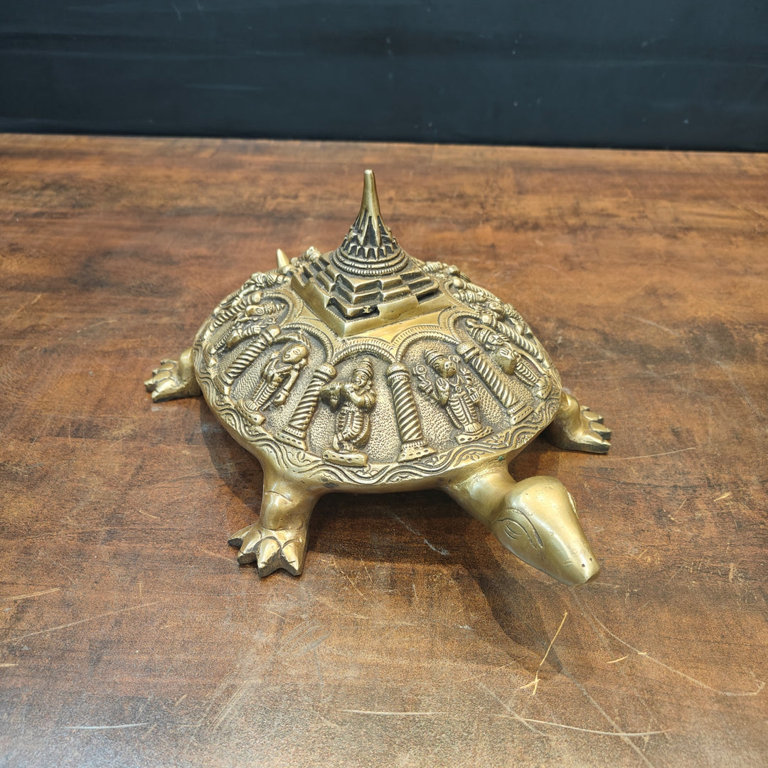 Brass Dashavtar Vishnu Shree Yantra on Tortoise 13 Inch 463725