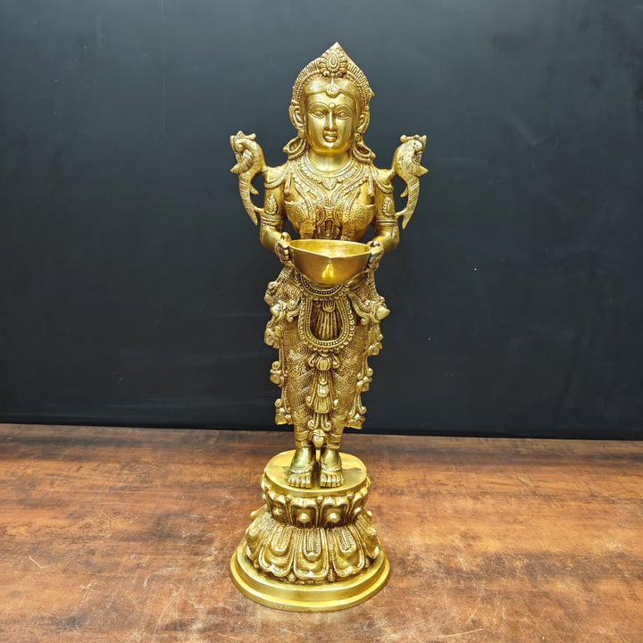 Brass Deep Lakshmi Sculpture Showpiece 25 Inch 463633