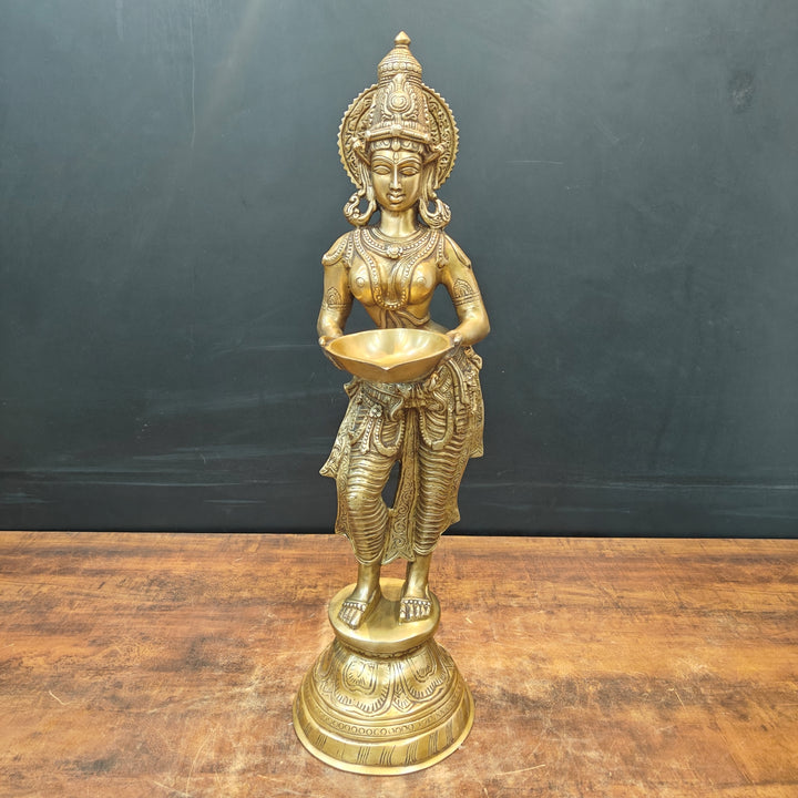 Brass Deeplakshmi Pavaai Vilakku Statue Showpiece For Home Decor 29 Inch 463648