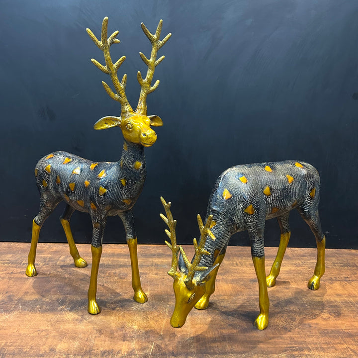 Brass Deer Pair Figurines Decorative Showpiece Antique Finish 27 Inches463252