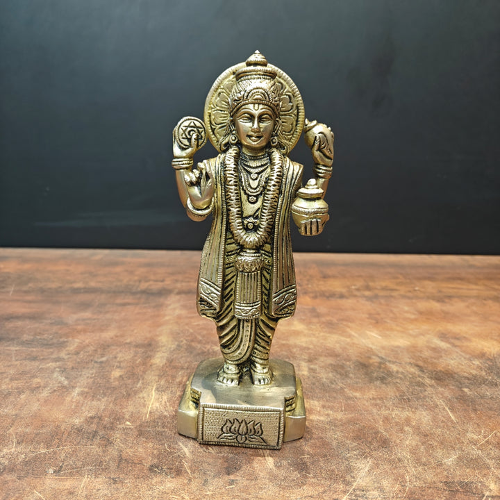 Brass Dhanvantari Statue The God of Ayurveda 9 Inch 463506