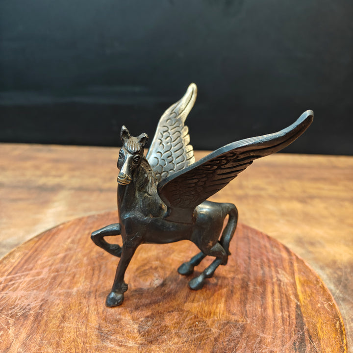 Brass Flying Angel Horse Statue Antique Finish For Decor Showpiece 4.5 Inch 463429