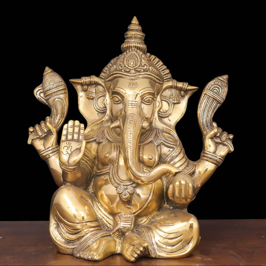 Brass Ganesha Idol For Home Decor Showpiece 1 Feet 463819