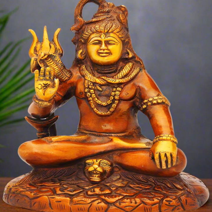 Brass Hindu God Lord Shiva Statue Antique Finish Religious 7 Inch