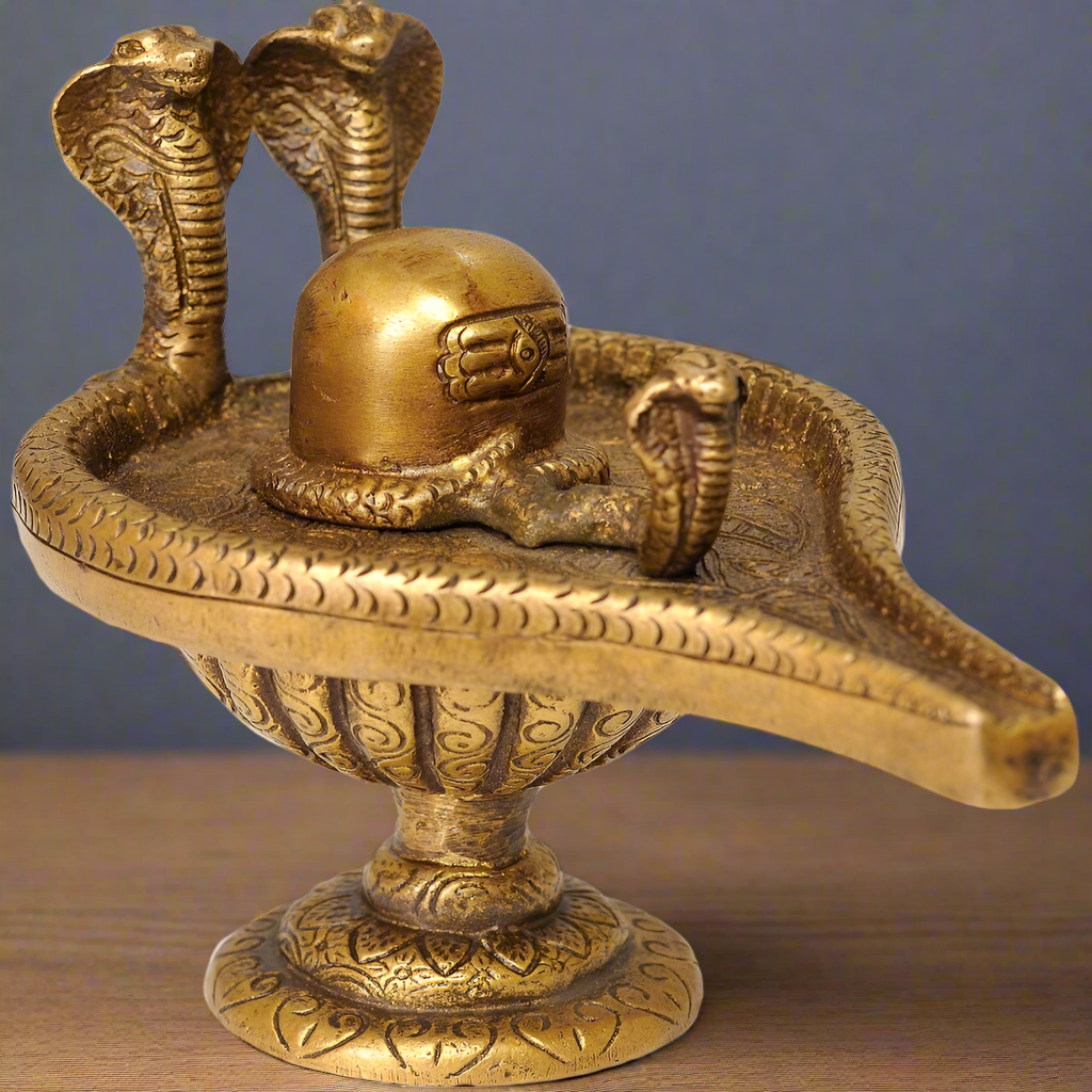 Brass Indian Sacred Lord Shiva ShivLing For Temple 4" 352500