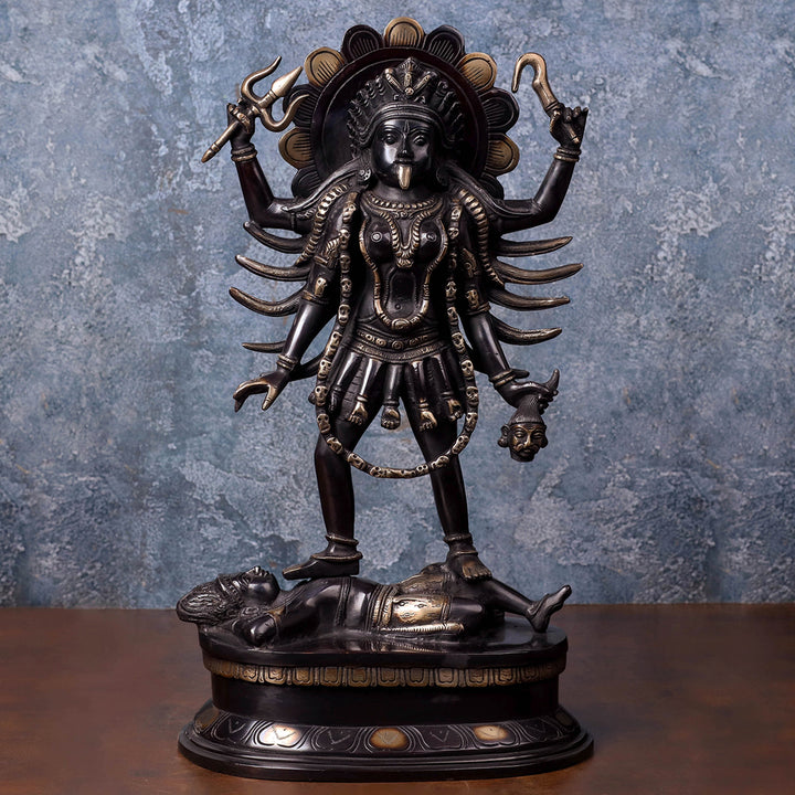 Brass Kali Mata Idol Black Patina Finish For Home Decor 1.5 Feet 463823