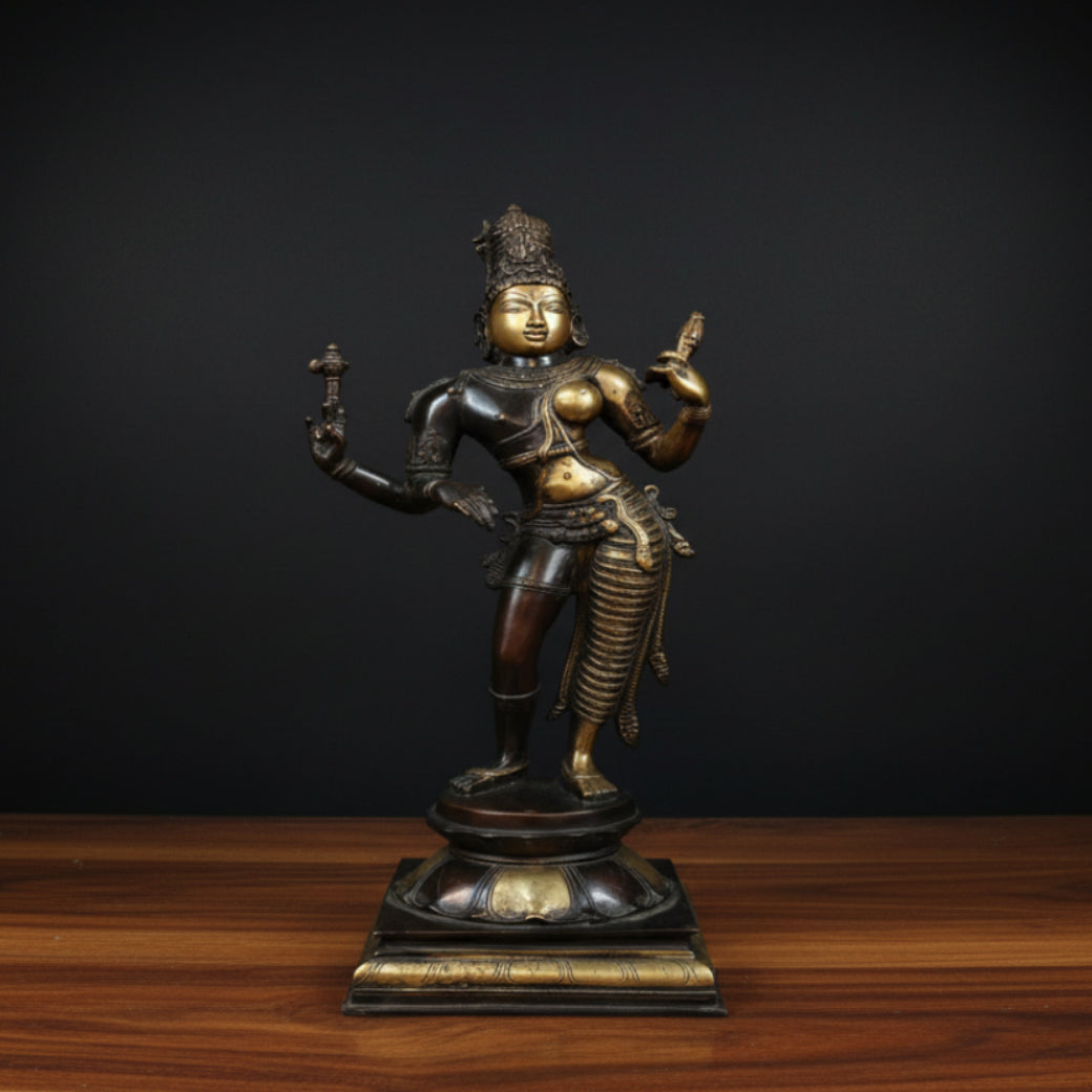 Brass Large Ardhanarishawar Idol Antique Finish For Home Decor 2 Feet 463144