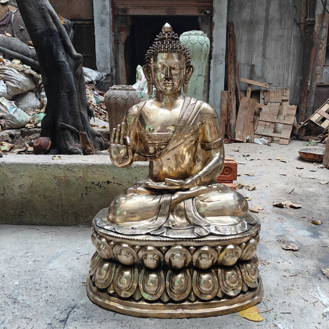Brass Large Blessing Buddha Statue For Decor Showpiece 4 Feet 463532