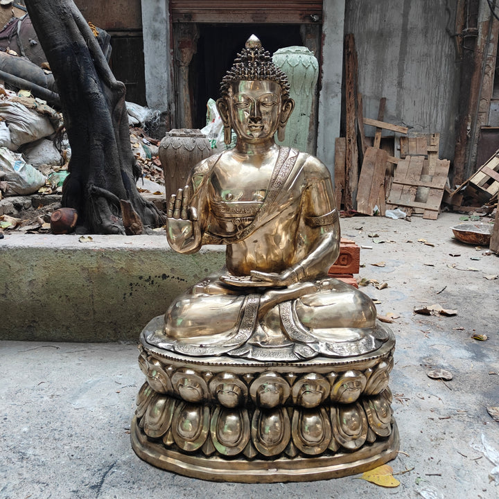Brass Large Blessing Buddha Statue For Decor Showpiece 4 Feet 463532