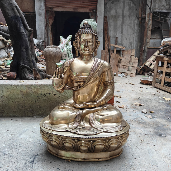 Brass Large Blessing Buddha Statue For Showpiece 4 Feet 463533