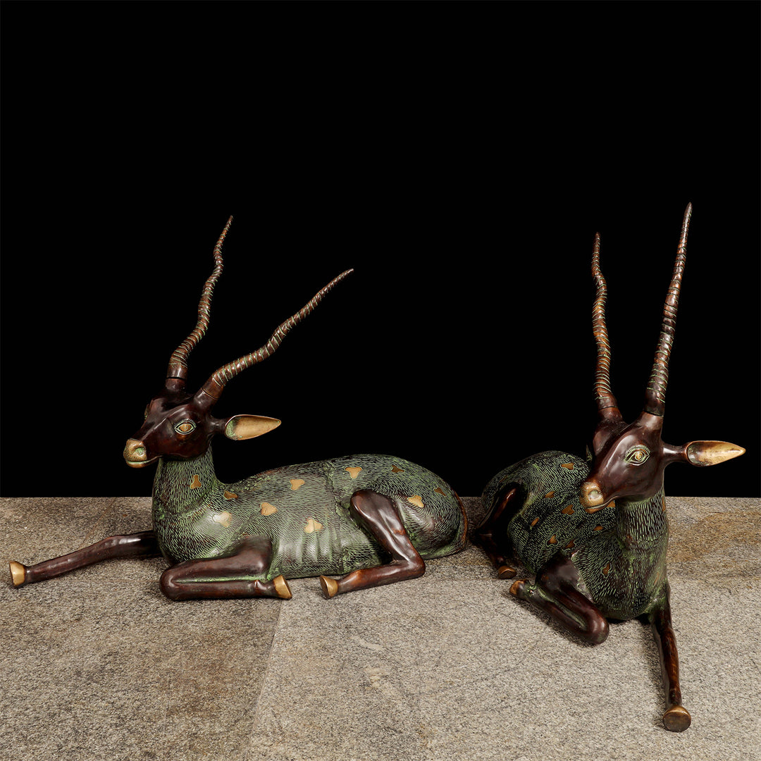 Brass Large Deer Pair Decorative Showpiece Animal Figurine 3 Feet 463789