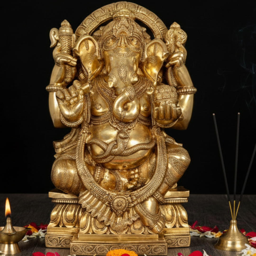 Brass Large Ganesha Statue For Home Office Decor Showpiece 3 Feet 461253